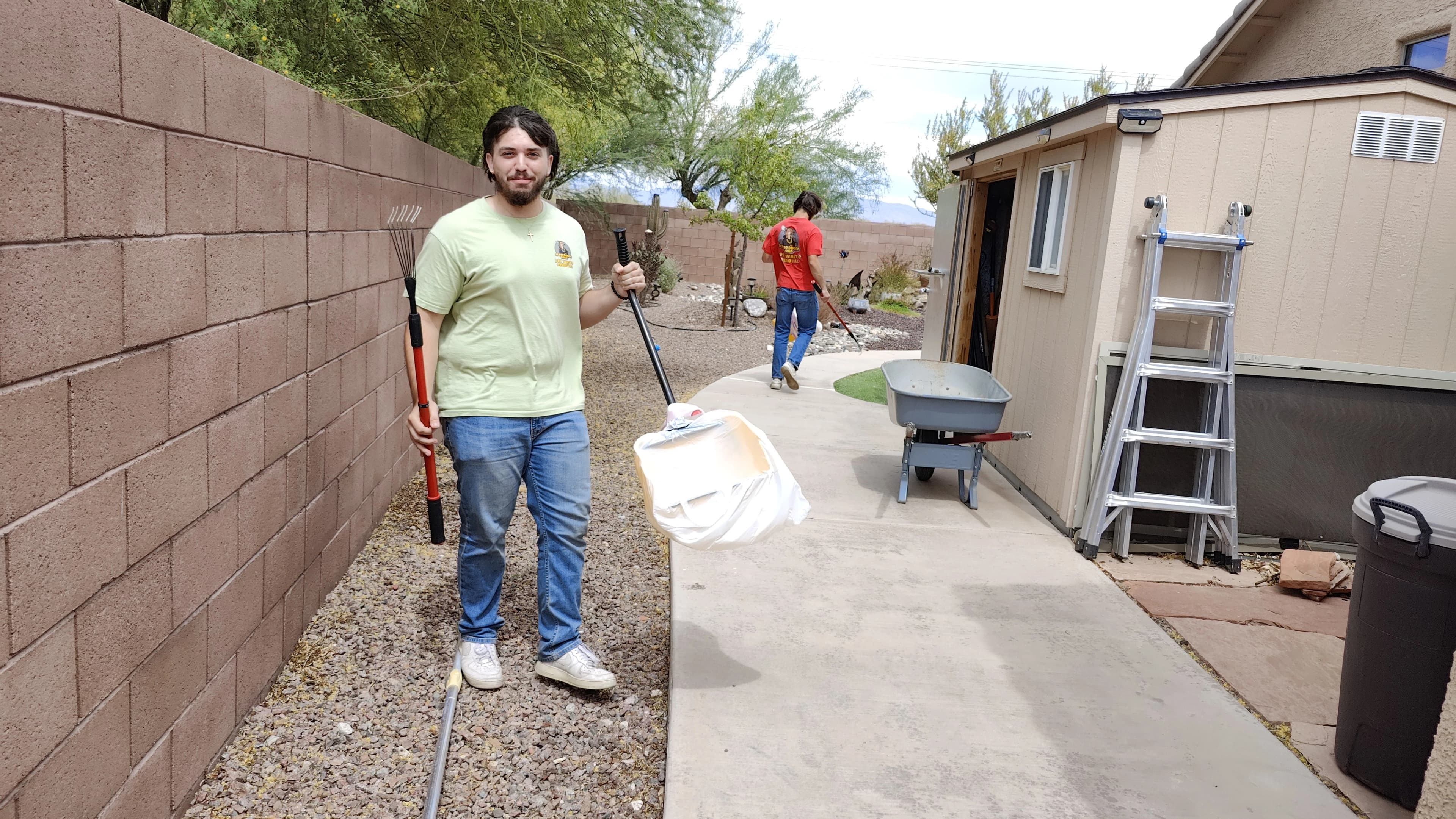 Cleanup crew member on a northwest Tucson route